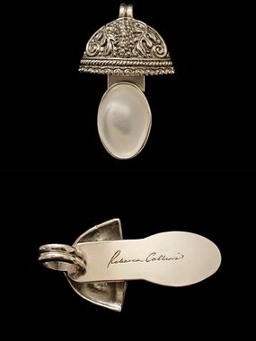 Rebecca Collins Silver-Tone Pendant with Frosted White Cabochon